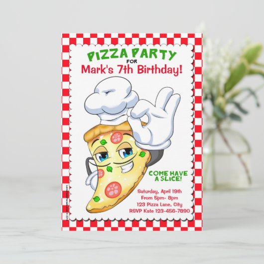 Invitations à la Pizza Slice Pizza (Debout devant)