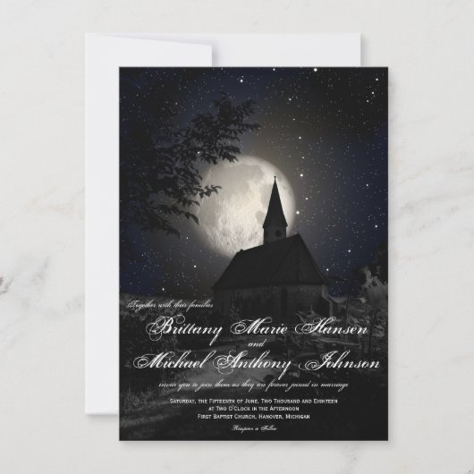 Invitations à la Pleine lune de mariage de l'églis (Devant)