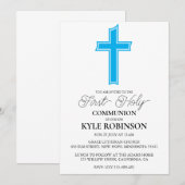 invitations à la première communion bleue (Devant / Derrière)