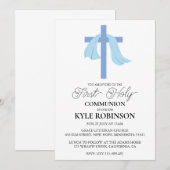 invitations à la première communion bleue (Devant / Derrière)