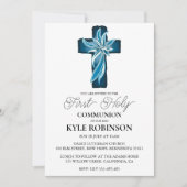 invitations à la première communion bleue (Devant)