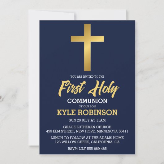 invitations à la première communion bleue (Devant)