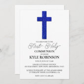 invitations à la première communion bleue (Devant / Derrière)
