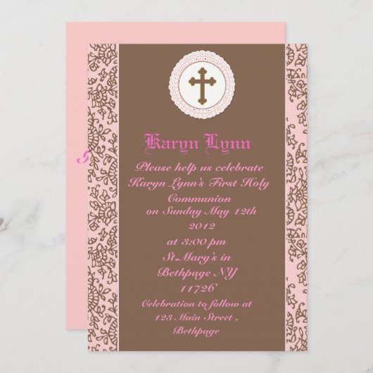 Invitations à la première communion sainte (Devant / Derrière)