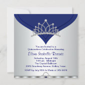 Invitations à la Quinceanera Bleue Blanche et Roya (Dos)