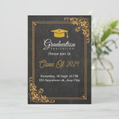 invitations à la remise des diplômes | noir et or (Debout devant)