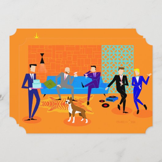 Invitations à la Retro Gay Party (avec chien) (Devant / Derrière)