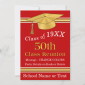 Invitations à la réunion de classe 50e Rouge, Blan (Devant)