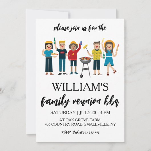 invitations à la réunion familiale Bbq cookie (Devant)