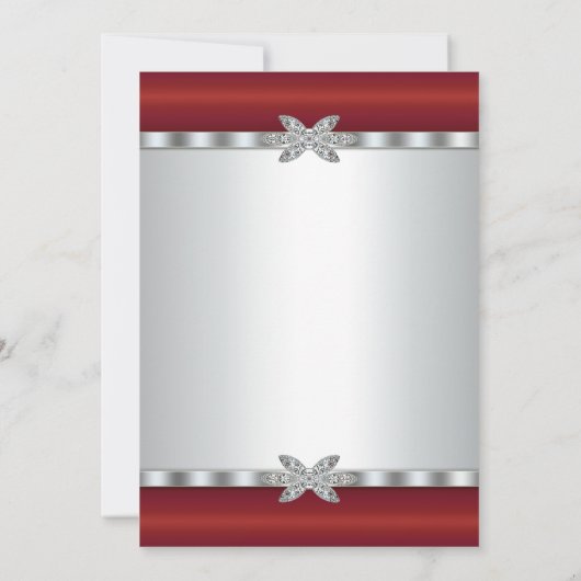 Invitations à la soirée Cocktail Argent & Rouge (Dos)