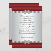 Invitations à la soirée Cocktail Argent & Rouge (Devant / Derrière)