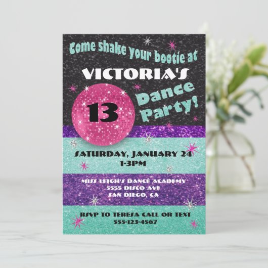 Invitations à la soirée dansante Disco Sparkle (Debout devant)