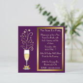 Invitations à la soirée de réveillon Chic Plum and (Debout devant)