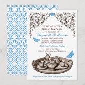 Invitations à la soirée thé de la mariée Blue Gard (Devant / Derrière)