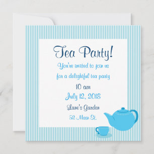 Invitations à la Tea Party Blue Teapot