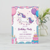 invitations à l'anniversaire de la licorne mignonn (Debout devant)