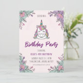 invitations à l'anniversaire de la licorne mignonn (Debout devant)