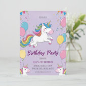 invitations à l'anniversaire de la licorne mignonn (Debout devant)