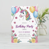 invitations à l'anniversaire de la licorne mignonn (Debout devant)