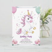 invitations à l'anniversaire de la licorne mignonn (Debout devant)