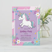 invitations à l'anniversaire de la licorne mignonn (Debout devant)