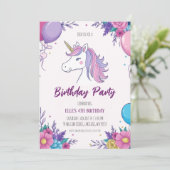 invitations à l'anniversaire de la licorne mignonn (Debout devant)
