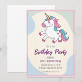 invitations à l'anniversaire de la licorne mignonn (Devant / Derrière)