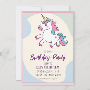 invitations à l'anniversaire de la licorne mignonn