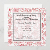 Invitations à l'anniversaire de l'Motif des fleurs (Devant / Derrière)