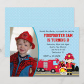Invitations à l'anniversaire des pompiers avec pho (Devant / Derrière)
