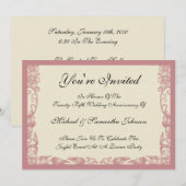 Invitations à l'anniversaire du Rose de corail Vin (Devant / Derrière)