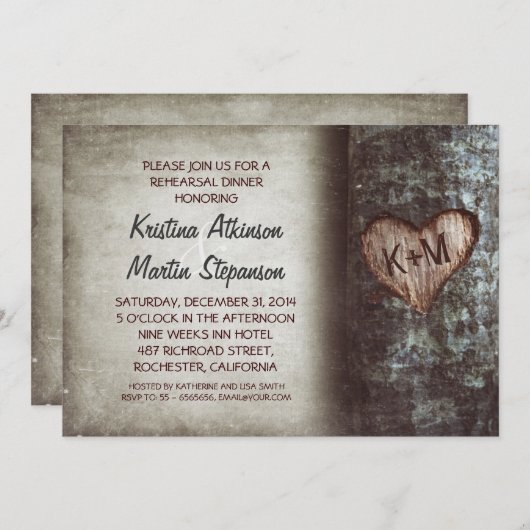 Invitations à l'arbre de répétition rustique (Devant / Derrière)