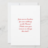 Invitations à Londres, Angleterre (Dos)