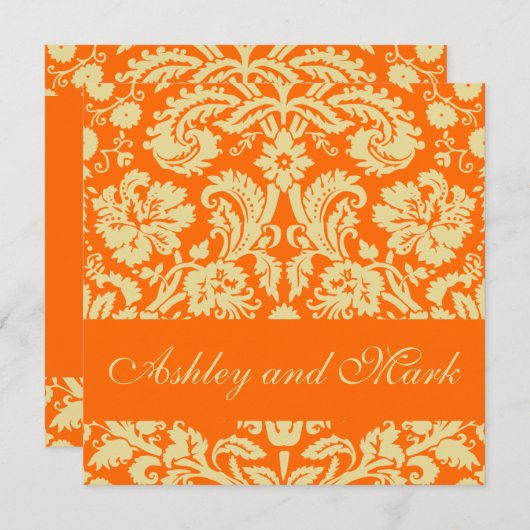 Invitations à l'Orange de Crème Élégante (Devant / Derrière)