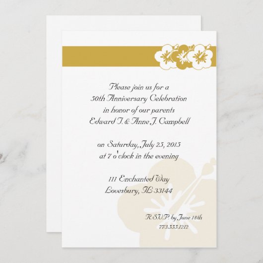 Invitations à Luau, 50e anniversaire (Devant / Derrière)