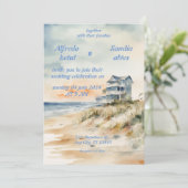invitations à mariage d'été plage bleu océan (Debout devant)