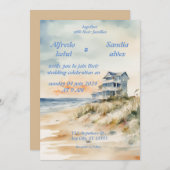 invitations à mariage d'été plage bleu océan (Devant / Derrière)