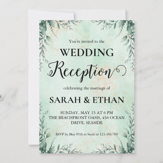 invitations à mariage eucalyptus simples (Devant)