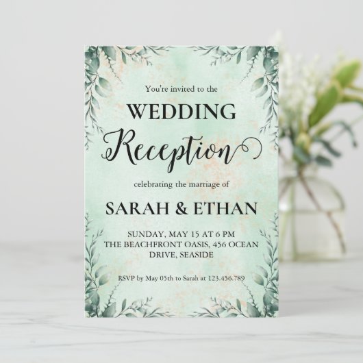 invitations à mariage eucalyptus simples (Debout devant)