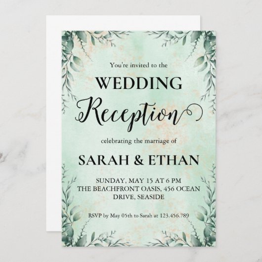 invitations à mariage eucalyptus simples (Devant / Derrière)