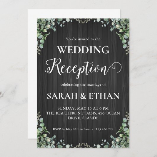 invitations à mariage eucalyptus simples (Devant / Derrière)