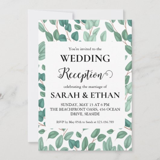 invitations à mariage eucalyptus simples (Devant)
