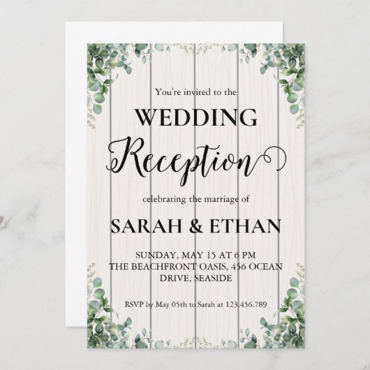 invitations à mariage eucalyptus simples (Devant / Derrière)