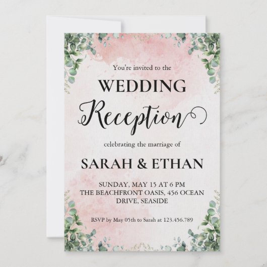 invitations à mariage eucalyptus simples (Devant)