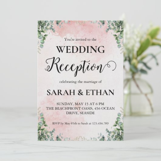 invitations à mariage eucalyptus simples (Debout devant)