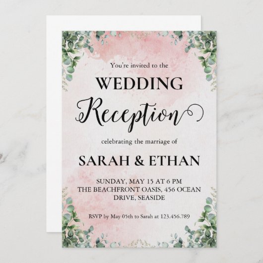 invitations à mariage eucalyptus simples (Devant / Derrière)