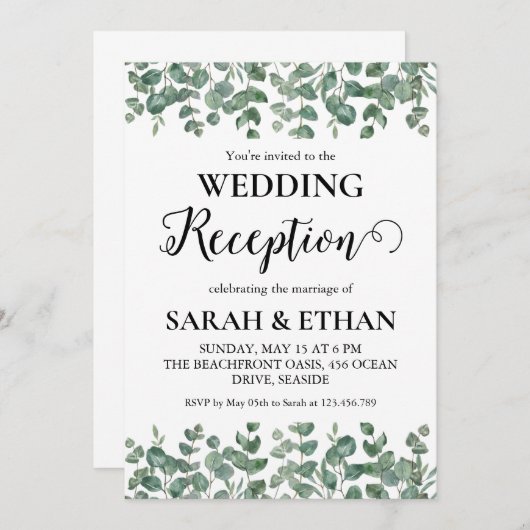 invitations à mariage eucalyptus simples (Devant / Derrière)