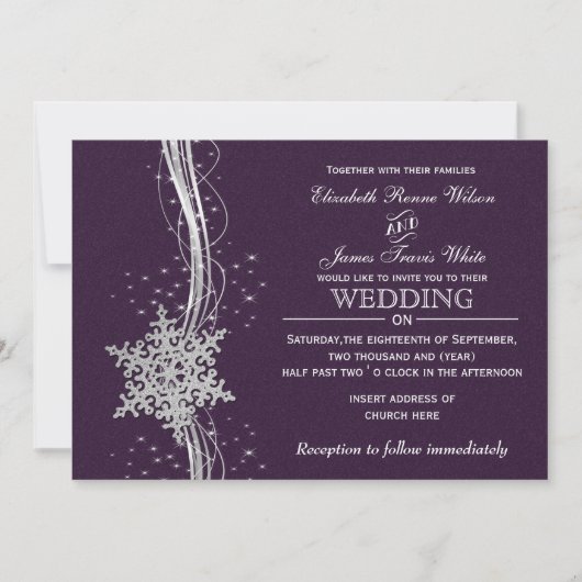 invitations à mariage violet Silver Winter (Devant)