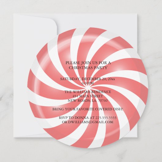 Invitations à Noël| Menthe poivrée (Dos)