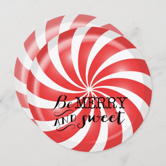 Invitations à Noël| Menthe poivrée (Devant / Derrière)